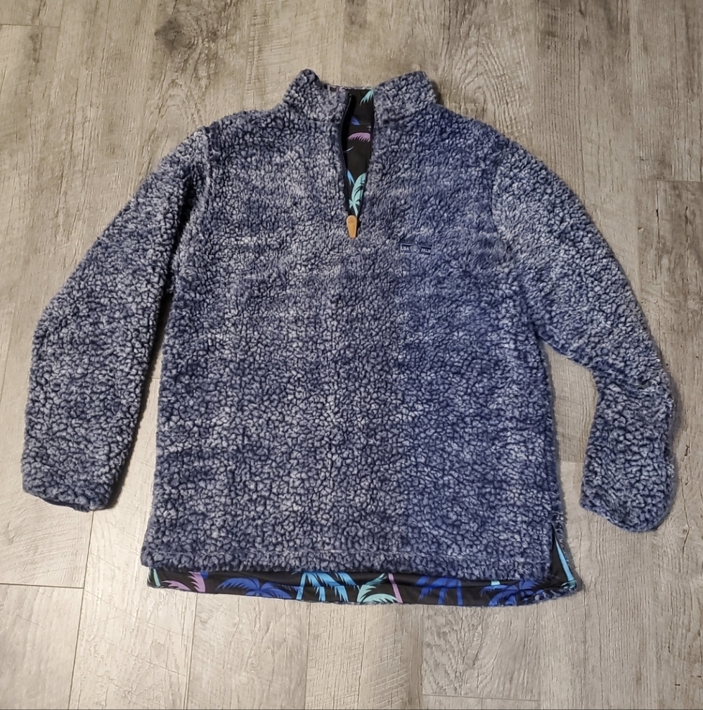 Blue USA PALM Sherpa Reversible Palm Trees
